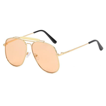 Oversized Retro Square Metal Frame Sunglasses