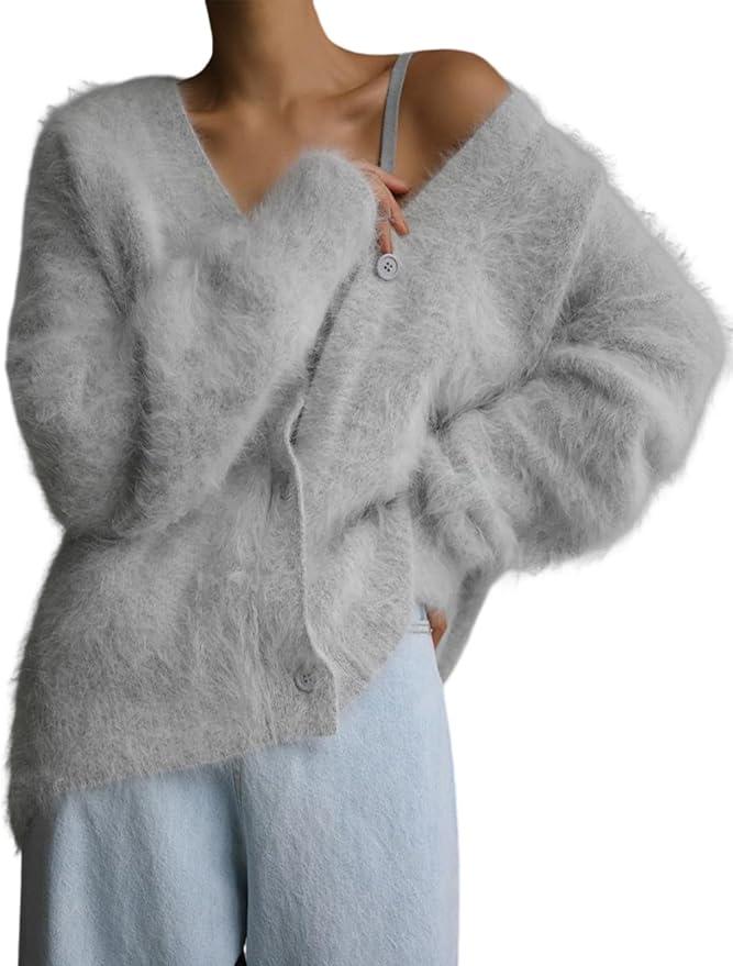 Long Sleeve Furry Cardigan Sweater Cardigans