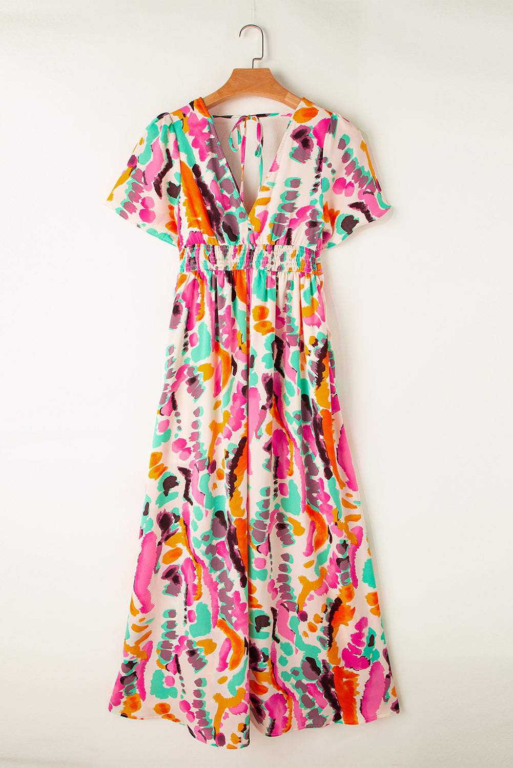 Surplice Short Sleeve Maxi Dress