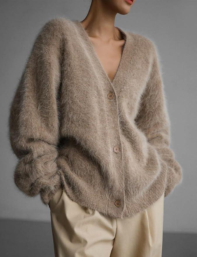 Long Sleeve Furry Cardigan Sweater Cardigans