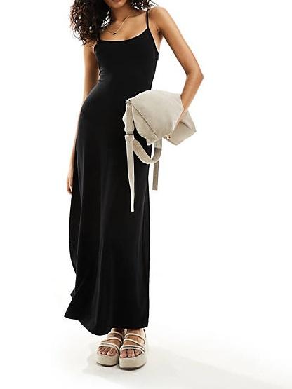 Fit & Flare Rib-Knit Maxi Dress