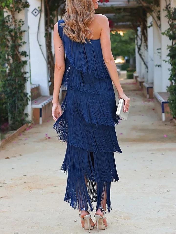 Off-Shoulder Elegant Fringe Dress