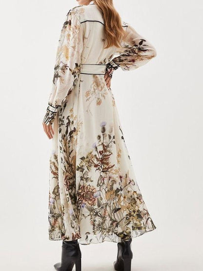 Viscose Floral Boarder Print Maxi Dress