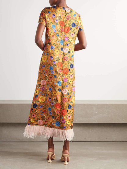 Swing Dress With Feathers