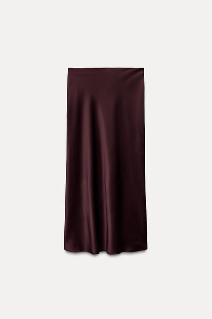 Satin Effect Midi Skirt