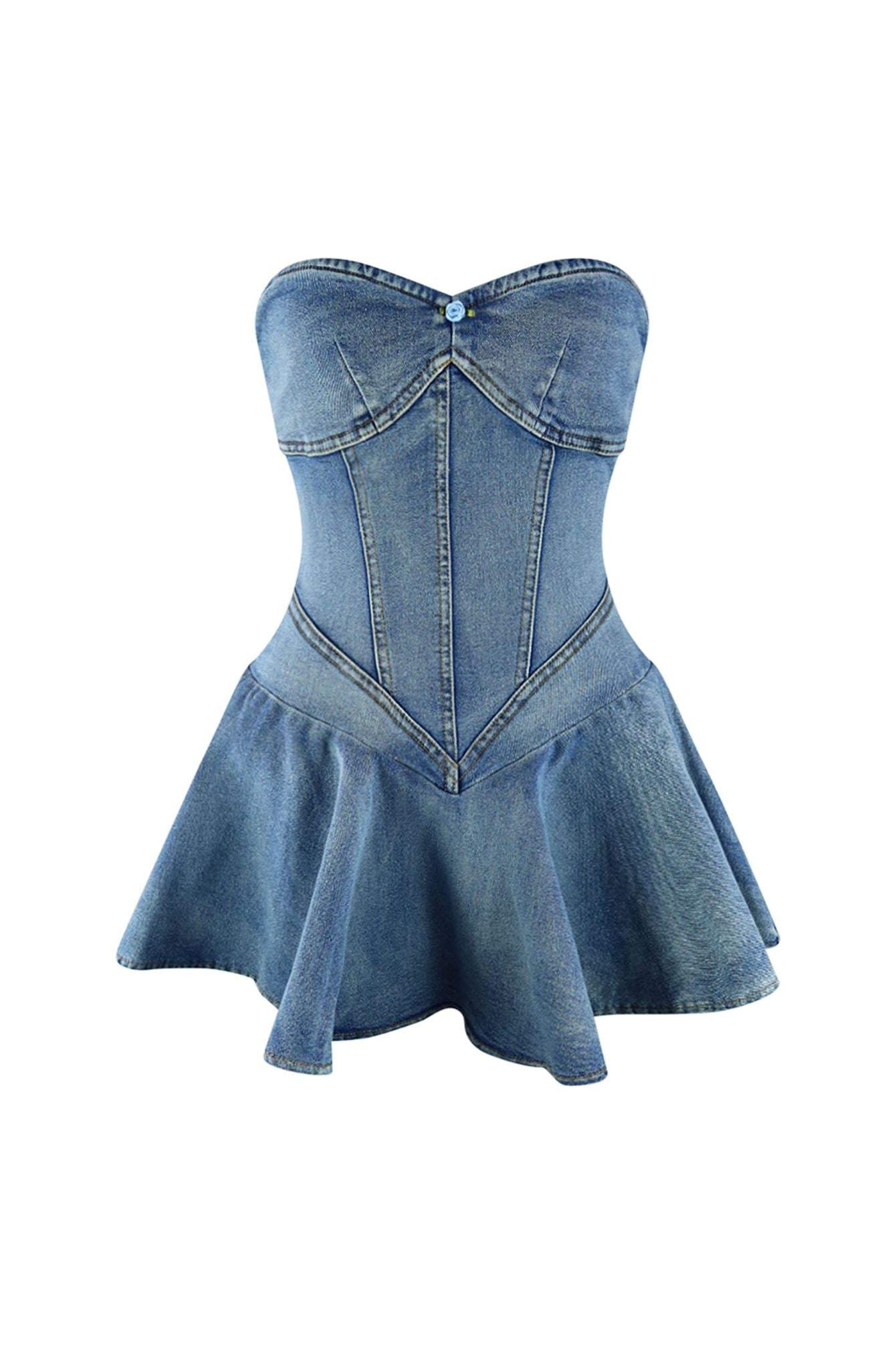 Denim Balletcore Corset Mini Dress