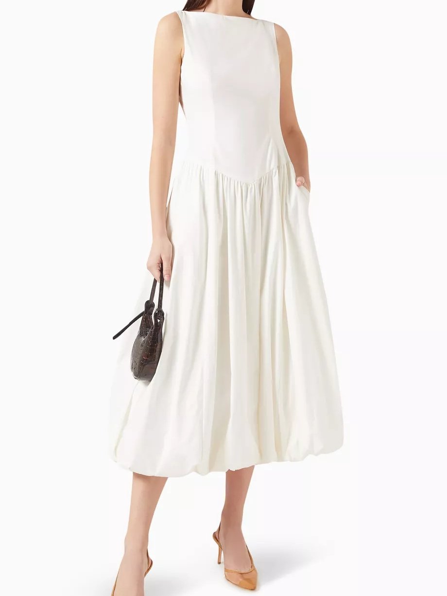 White Sleeveless Midi Dress