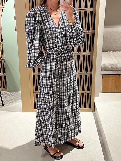 Long Sleeves Wrap Maxi Dress