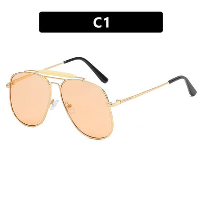 Oversized Retro Square Metal Frame Sunglasses