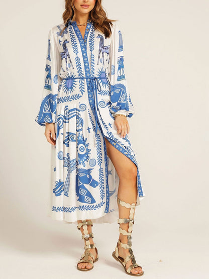 Horse Face Print Shirt Dress