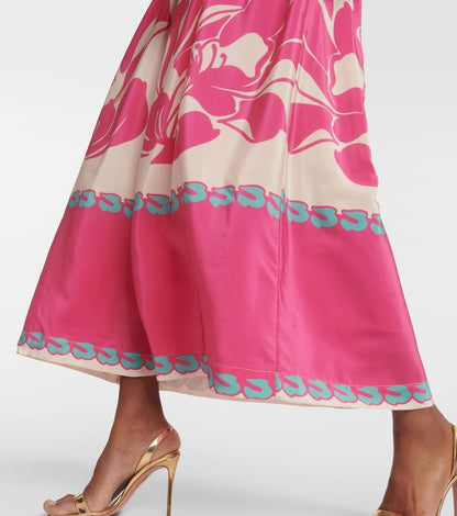 Pink Puff-sleeve Maxi Dress