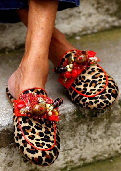 Aline Leopard Red Loafers