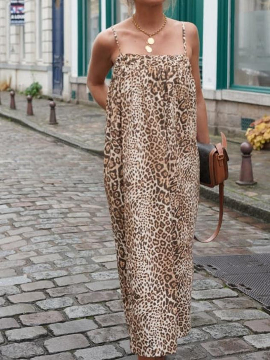 Leopard-Print Midi Dress