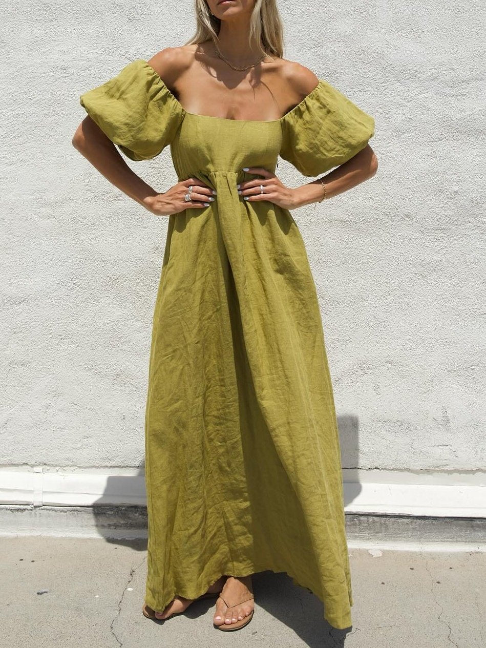 Matcha Linen Maxi Dress