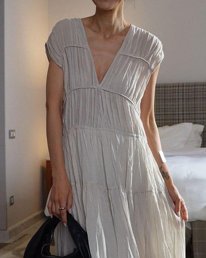 V-neck Loose Casual Dress