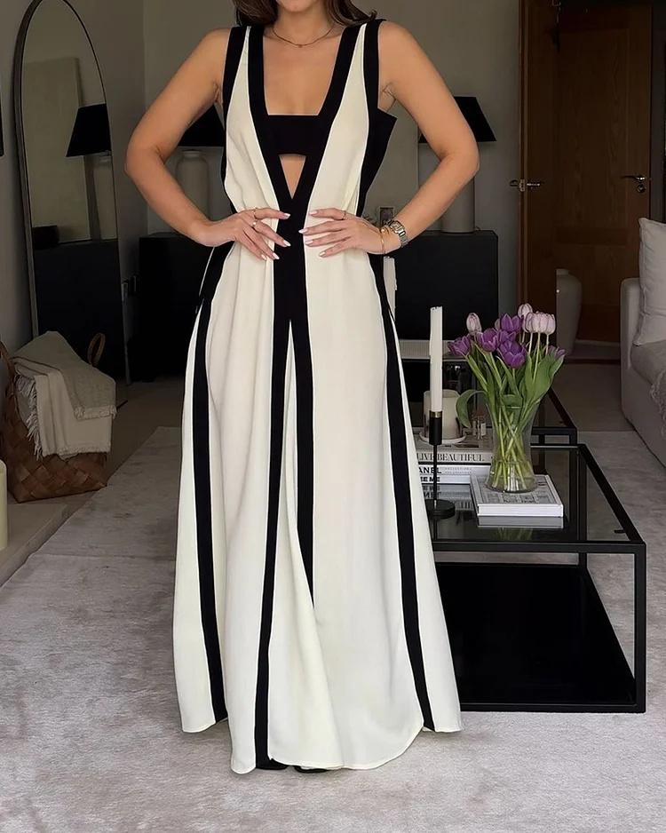 Black/Cream Maxi Dress