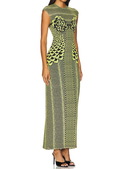 Citrus Petals Maxi Dress