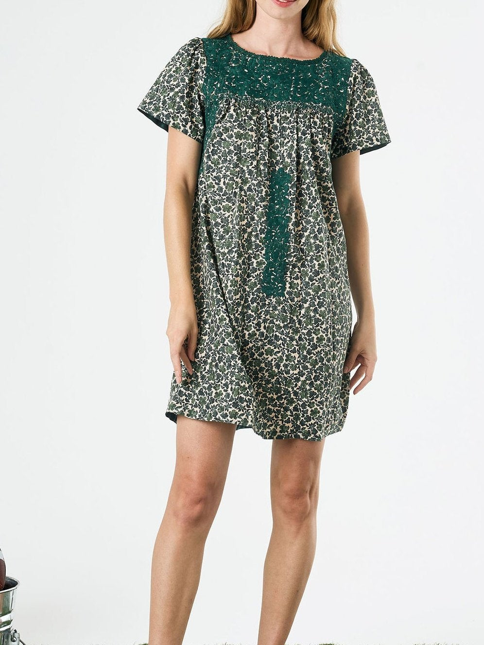 Green Leopard Print Mini Dress