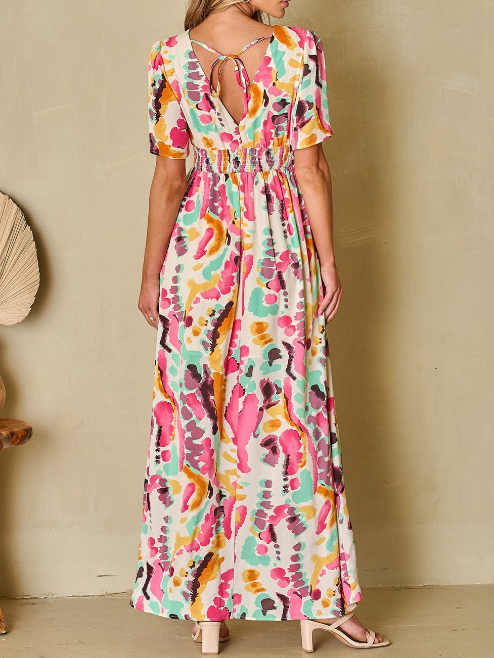 Surplice Short Sleeve Maxi Dress