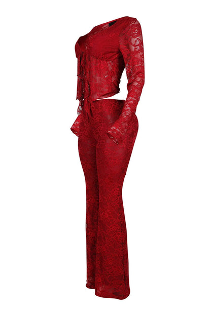 Lace Top & Wide Pants SET