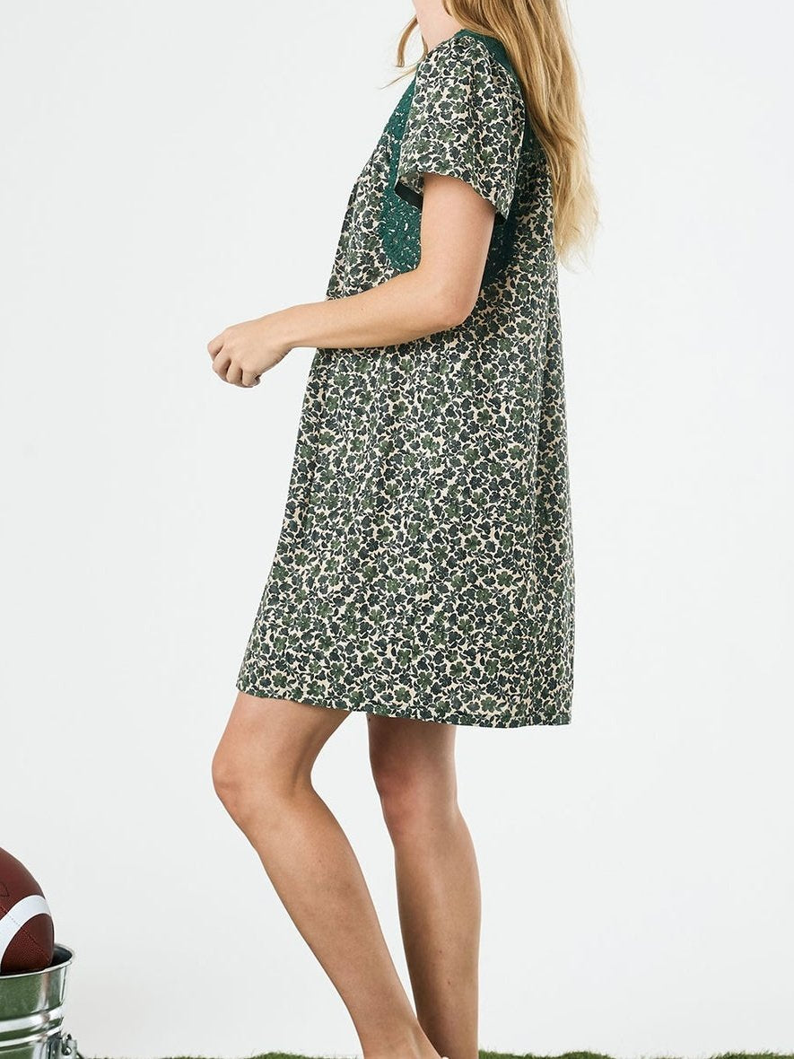 Green Leopard Print Mini Dress