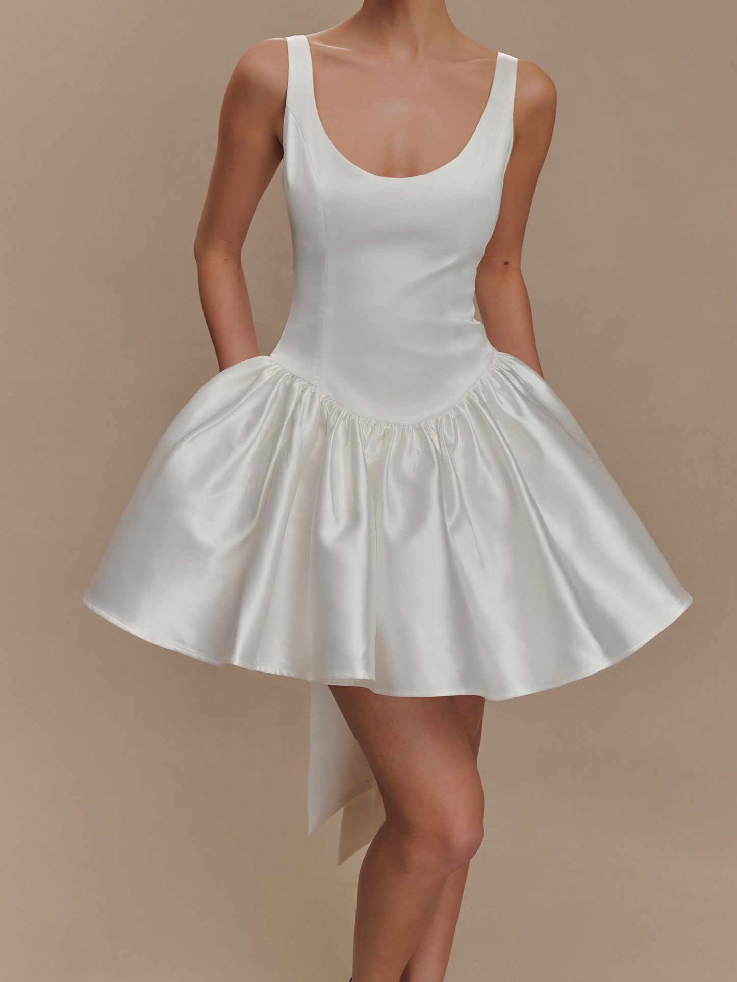 White Satin Mini Dress