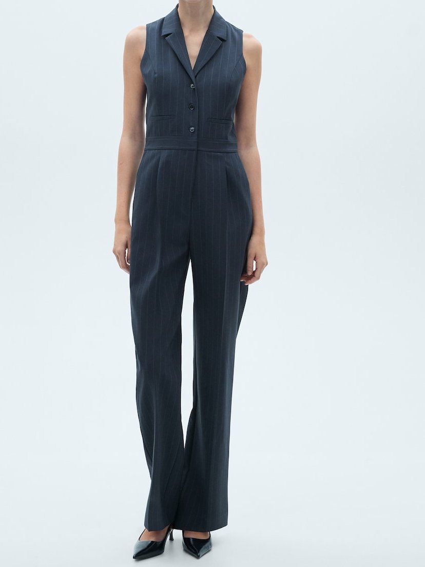 Long Pinstripe Jumpsuit