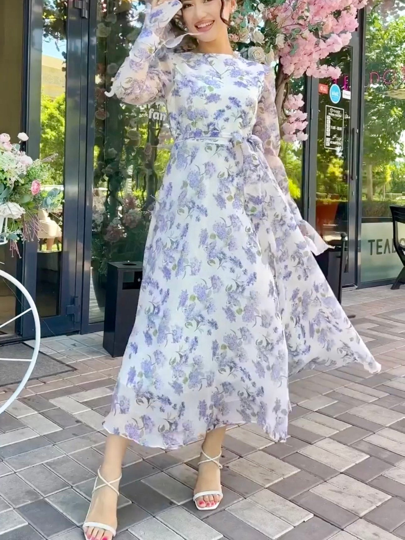 White Purple Flower Dress