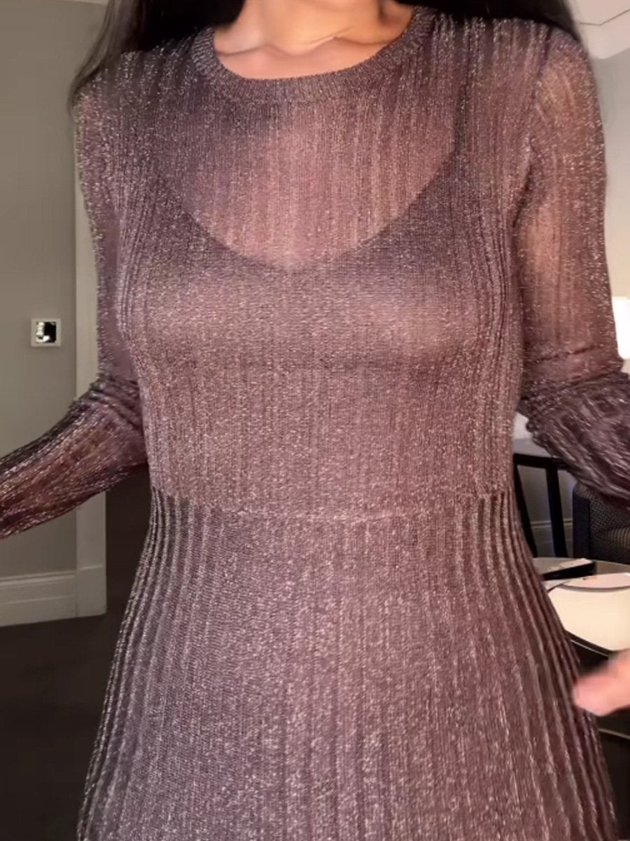 See-through Knitted Pleated Dress