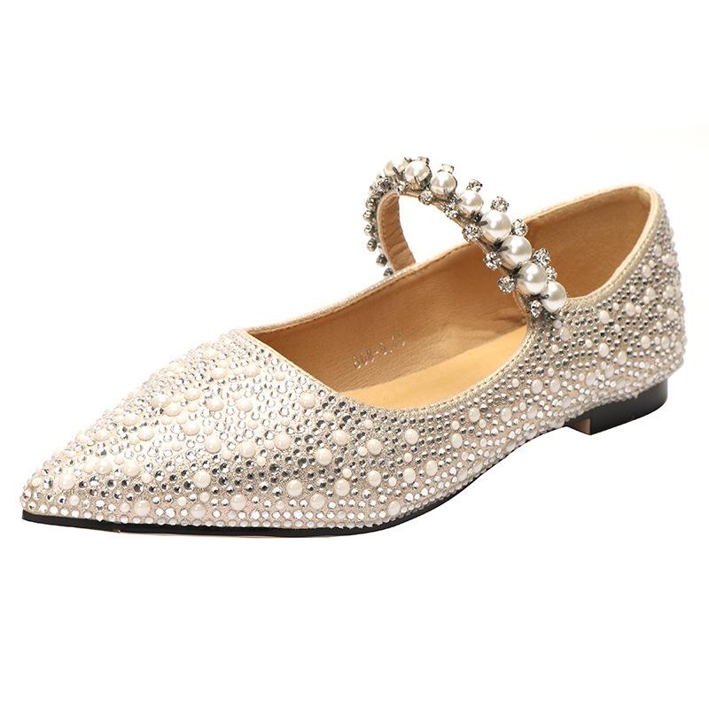 Women's Point-toe Rhinestone Flats