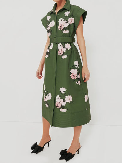 Floral Print Belted Shirt Dress