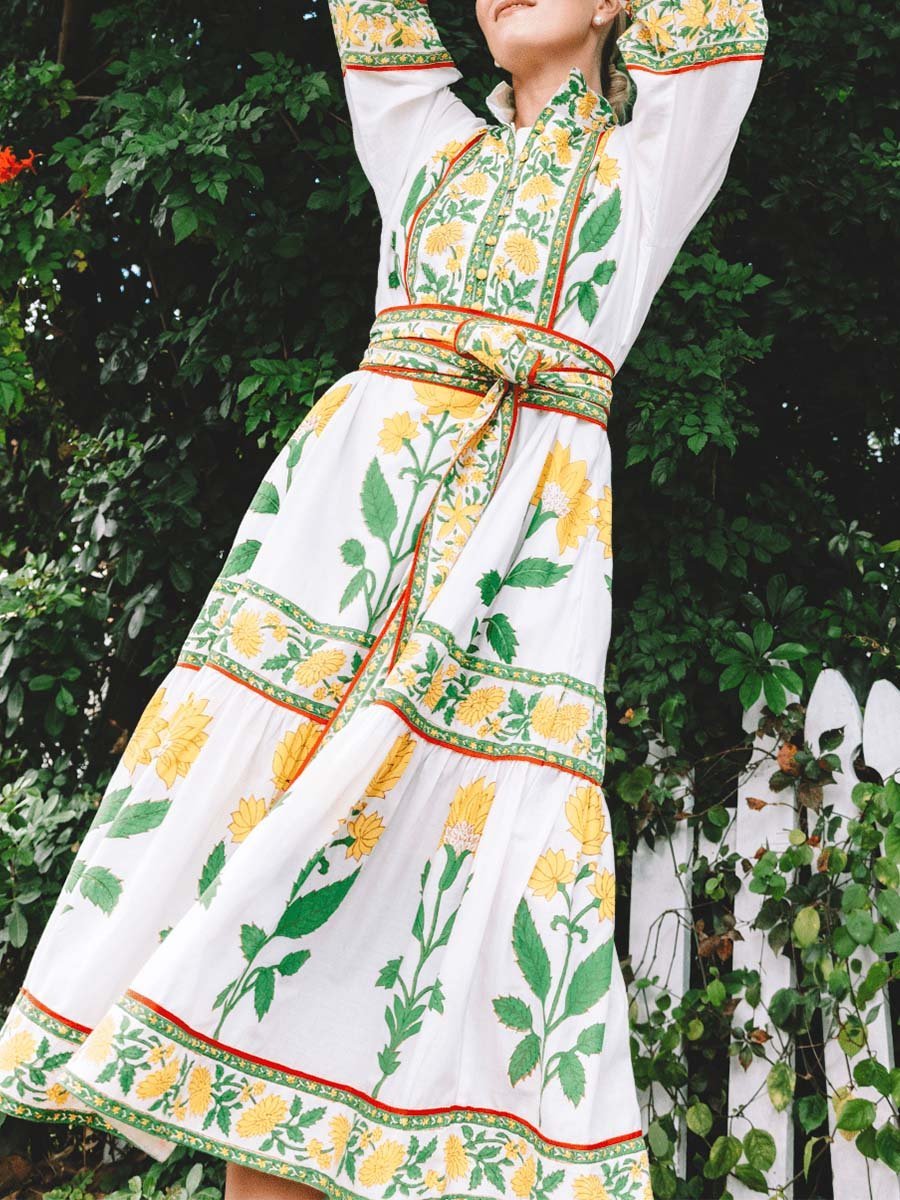 Sunshine Yellow Green Midi Dress