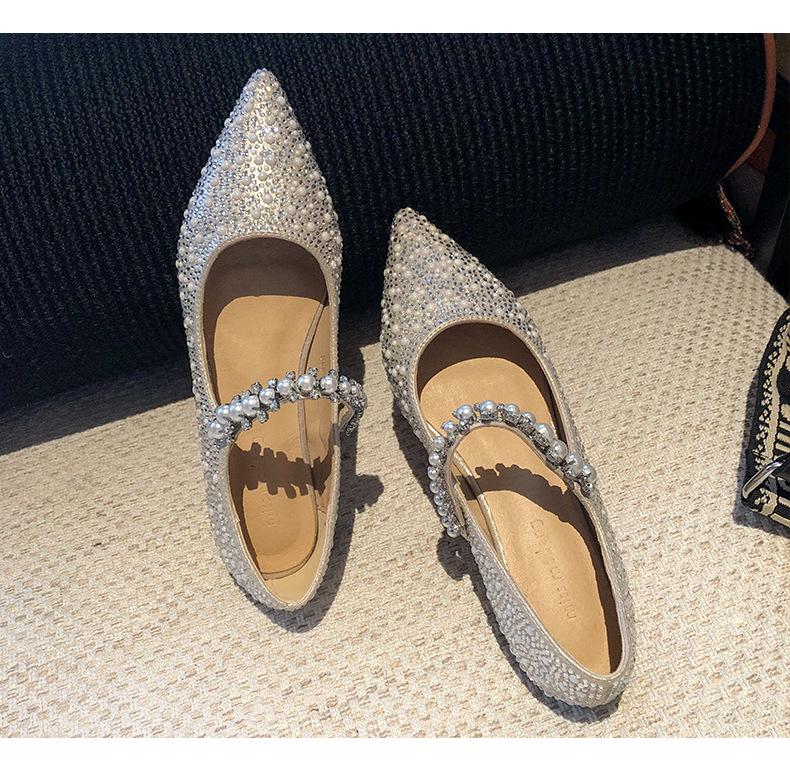 Women's Point-toe Rhinestone Flats