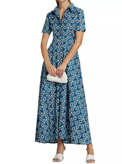 Floral Short Sleeve Maxi Shirtdress