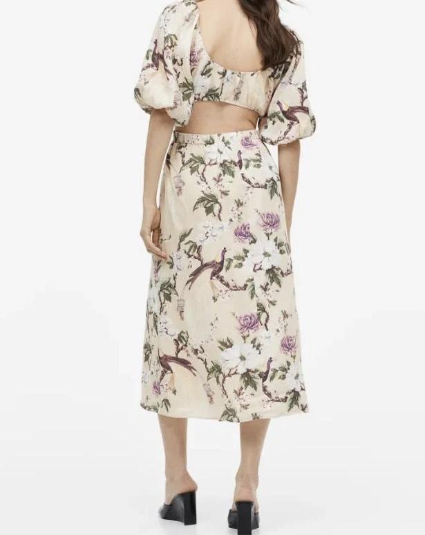 Flower Printed Cut-out Dress