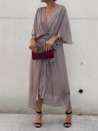 Stylish And Elegant V-neck Chiffon Dress