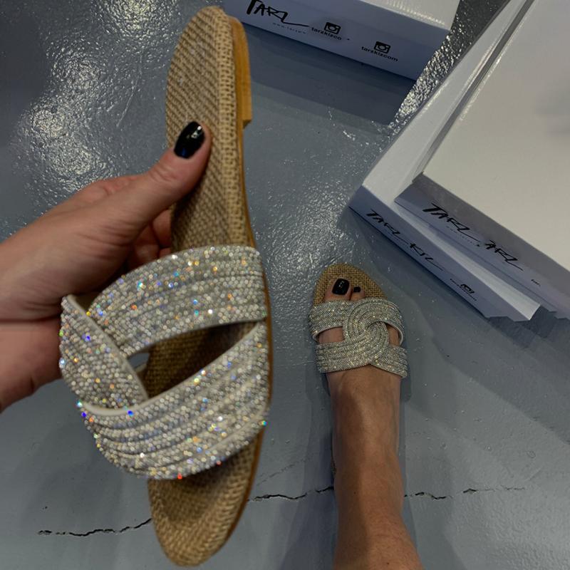 Rhinestone Sparkle Flat Slippers