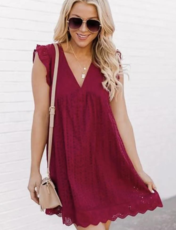 Fresh V-Neck Mini Dress