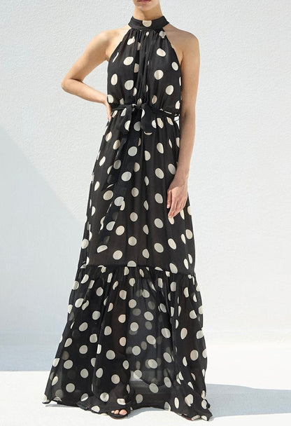 Polka Dot Halter Neck Dress