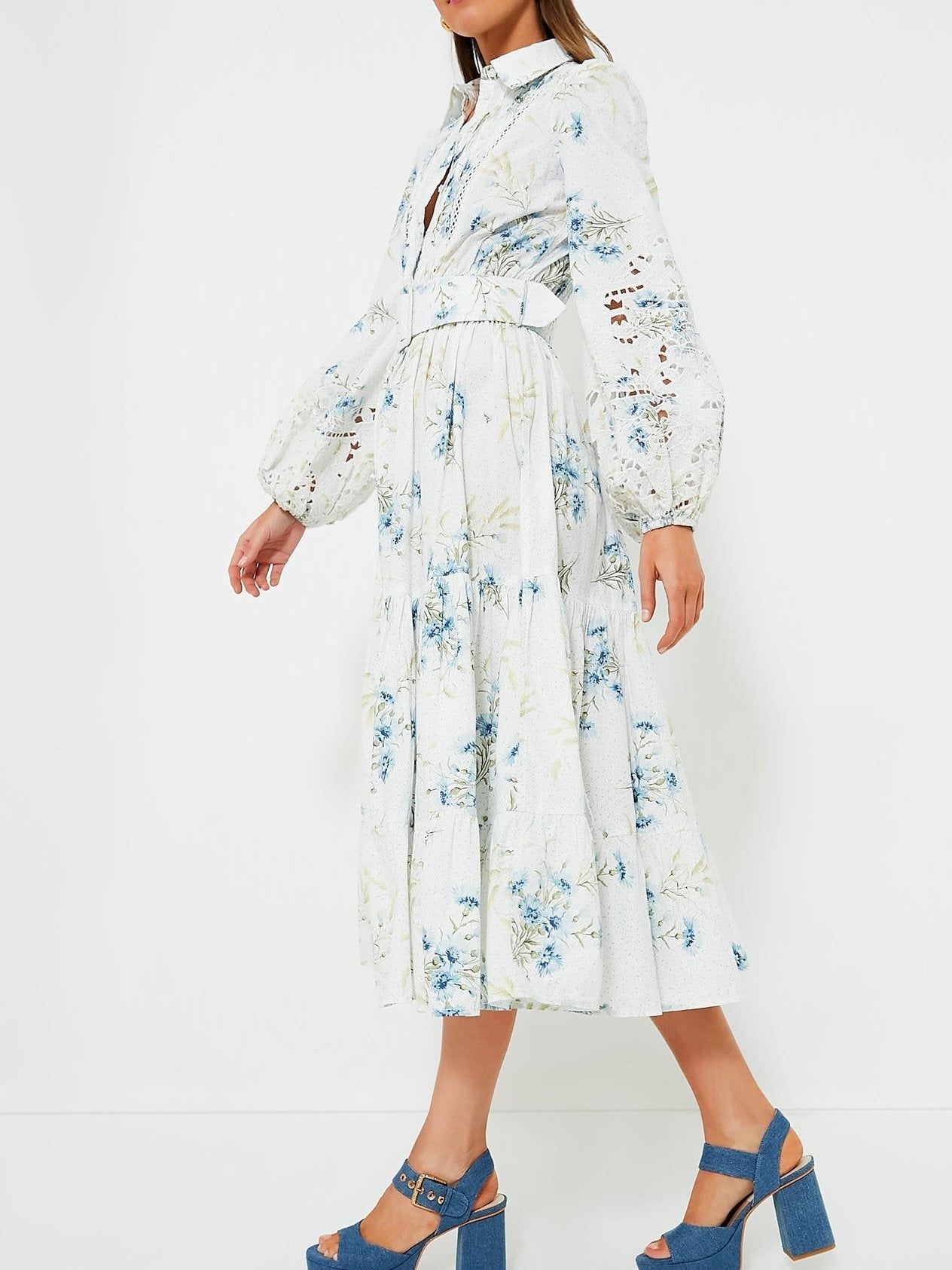 Blue Field Poplin Maxi Dress