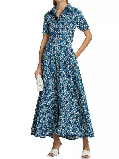 Floral Short Sleeve Maxi Shirtdress