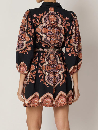 Ethnic Bohemian Print Pocket Dress