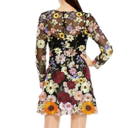 Three-dimensional Flower Wrap Hip Sexy Dress