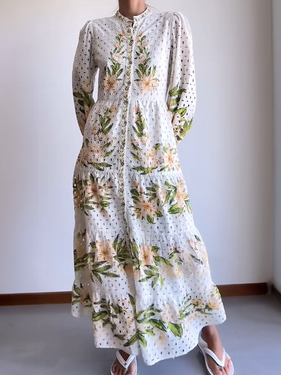 SS24 Floral Long Sleeve Midi Dress