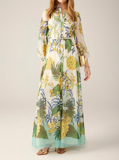 Printed Long Sleeve Maxi Dress