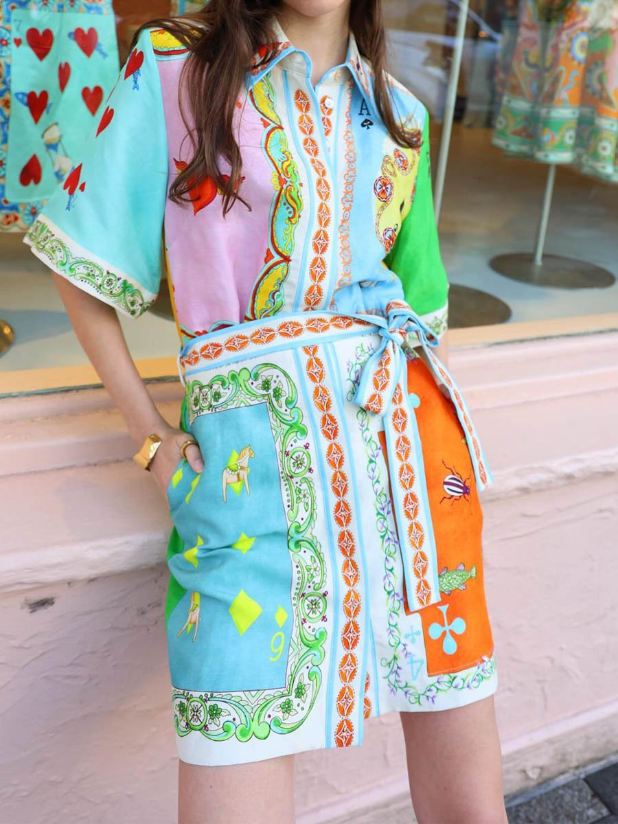 Casual Fashion Printed Shirt Dress