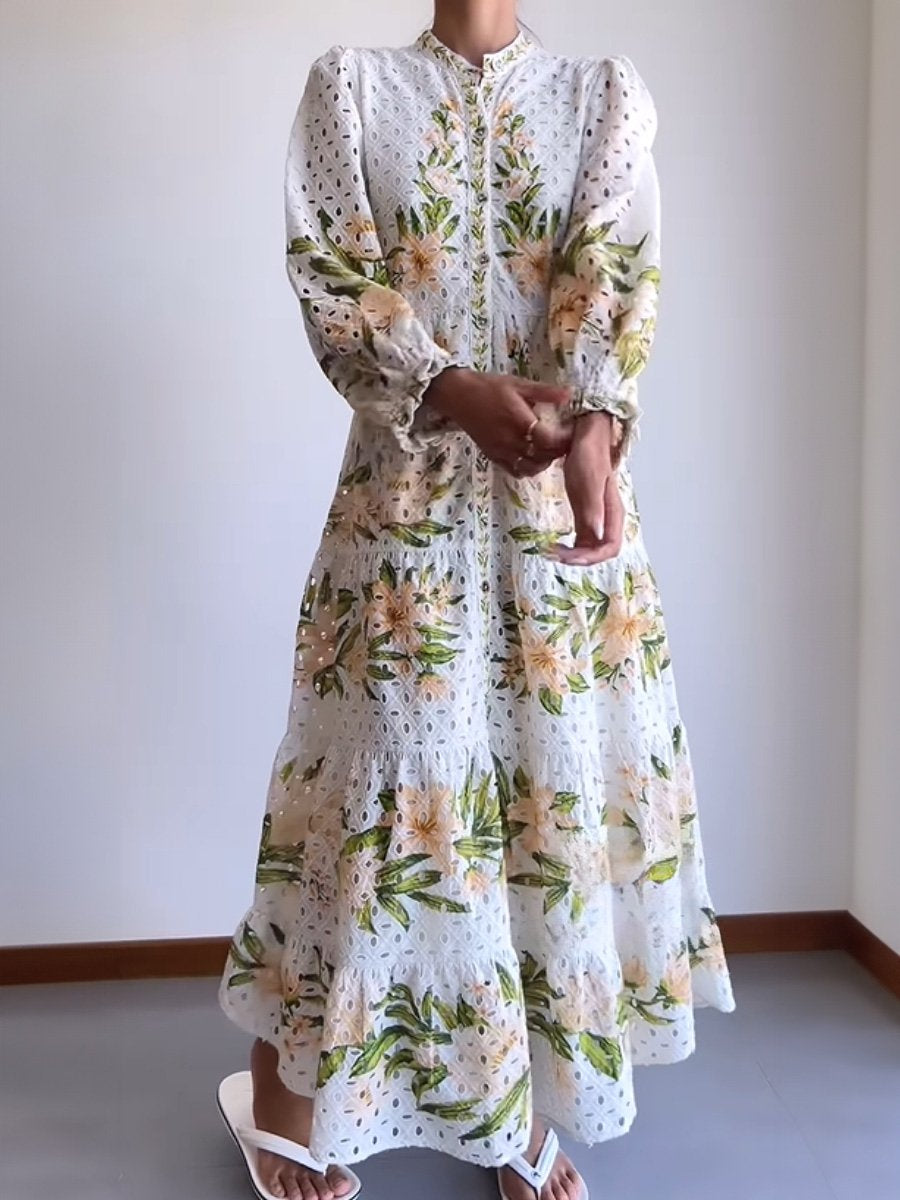 SS24 Floral Long Sleeve Midi Dress