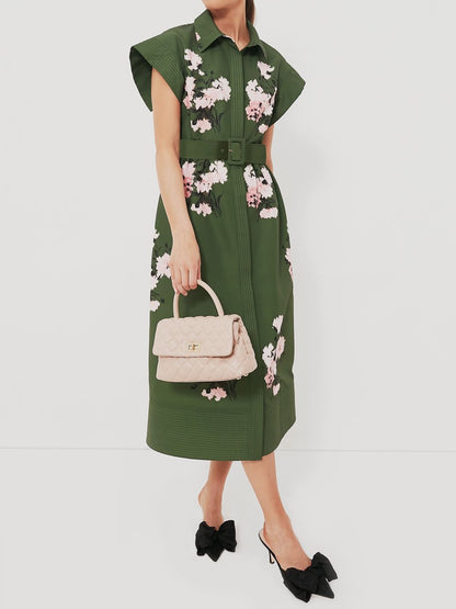 Floral Print Belted Shirt Dress