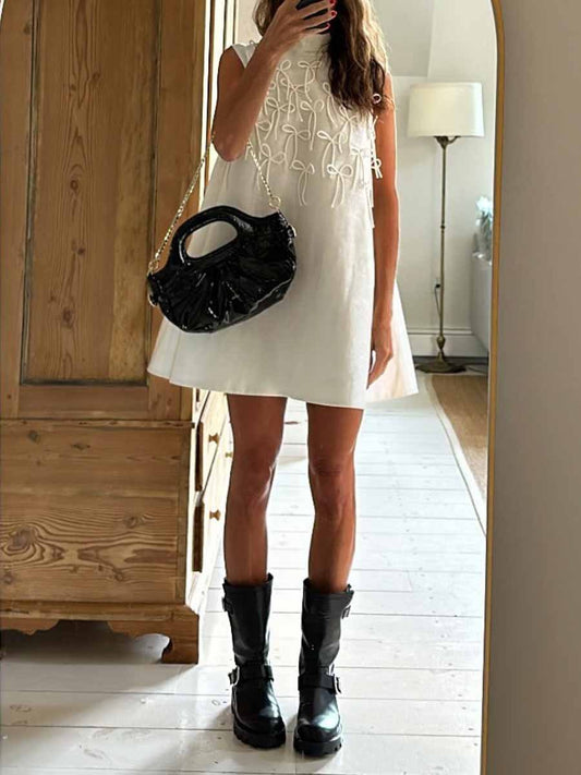 Bow Sleeveless Mini Dress