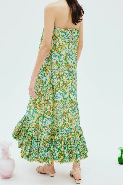 Green Floral MIDI DRESS